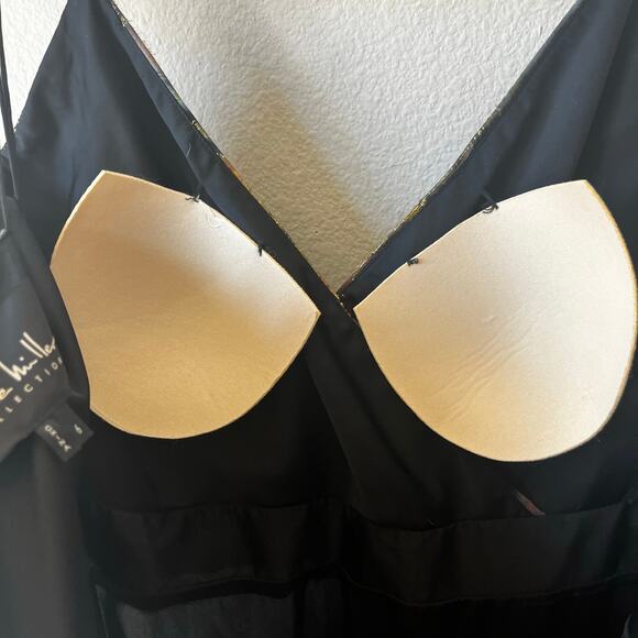 Nicole Miller Collection Silk Formal Floral Gold Metallic Maxi Dress - Picture 6 of 12